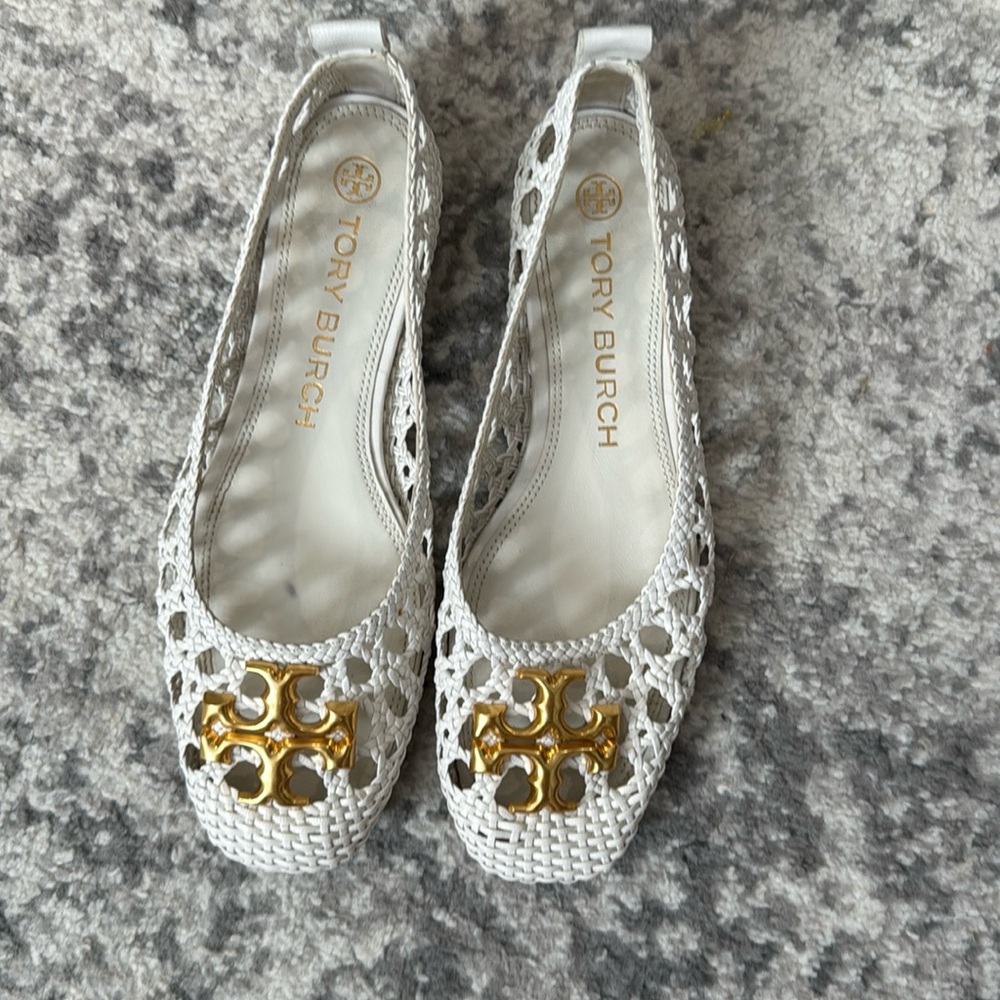 Tory Burch Eleanor Woven Loafers with Gold Accent